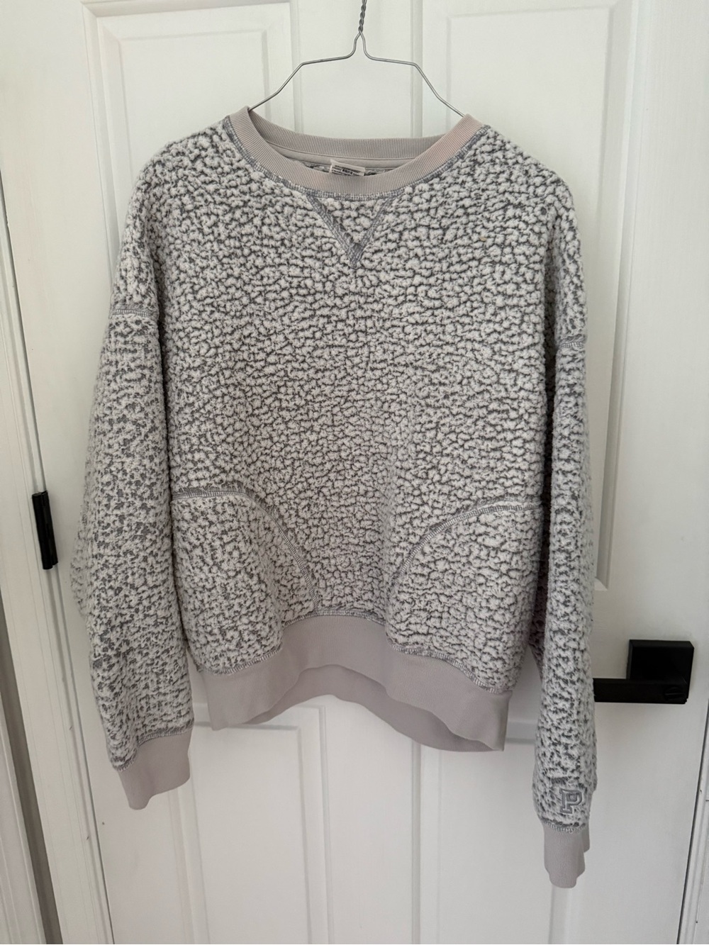 PINK Victoria's Secret Plush Sherpa Crewneck - Light Gray